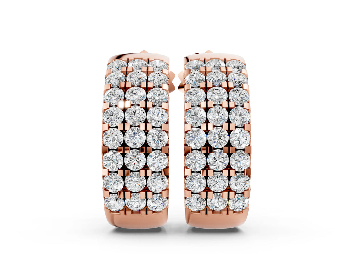 Rose gold Pavé Round Diamond Hoop Earrings with Four-Prong Setting