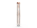 Rose gold Pavé Round Diamond Hoop Earrings with Hinged Snap Closure