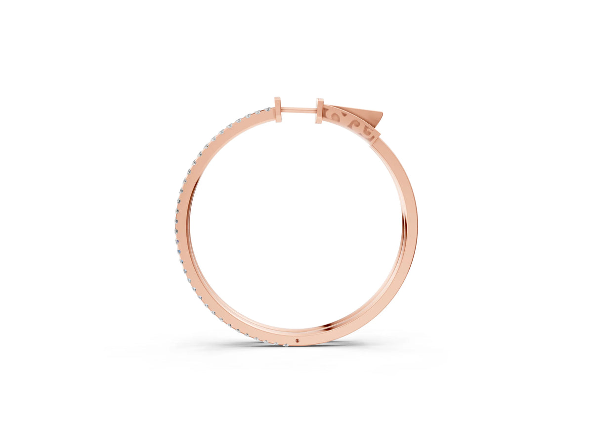 Rose gold Pavé Round Diamond Hoop Earrings with Hinged Snap Closure_1