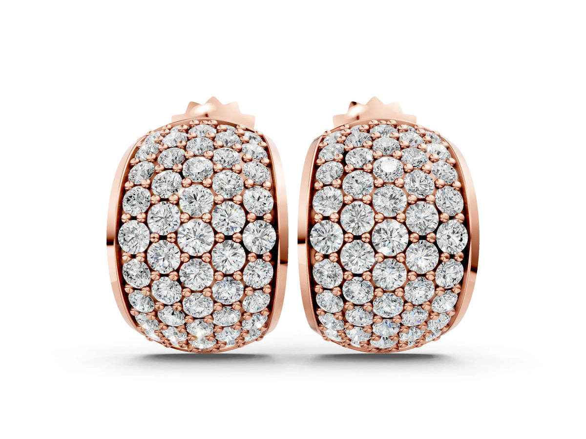 Rose gold Pavé Round Diamond Huggie Earrings with Prong Setting
