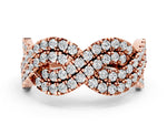 Rose gold Pavé Round Diamond Infinity Twist Band with Shared Prong Setting