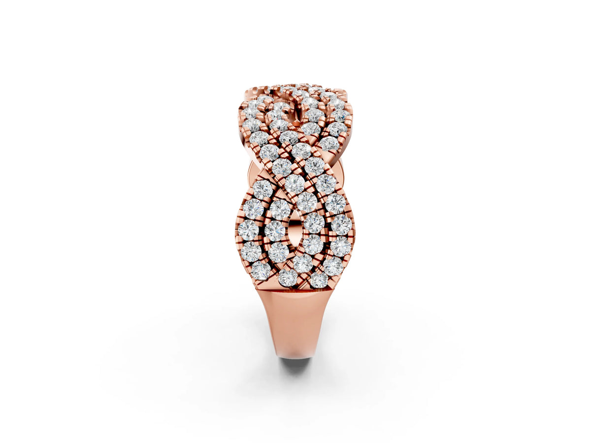 Rose gold Pavé Round Diamond Infinity Twist Band with Shared Prong Setting_2