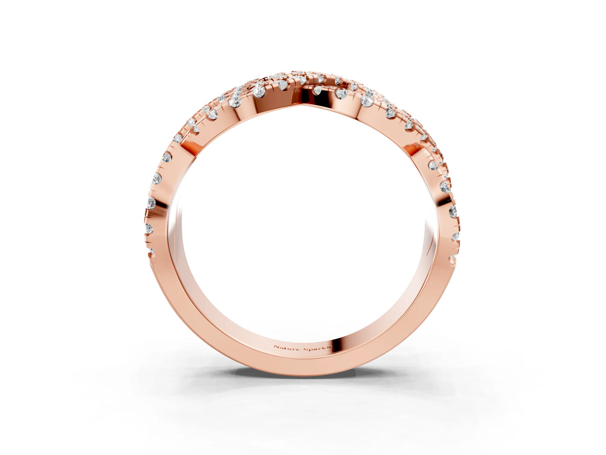 Rose gold Pavé Round Diamond Infinity Twist Band with Shared Prong Setting_3