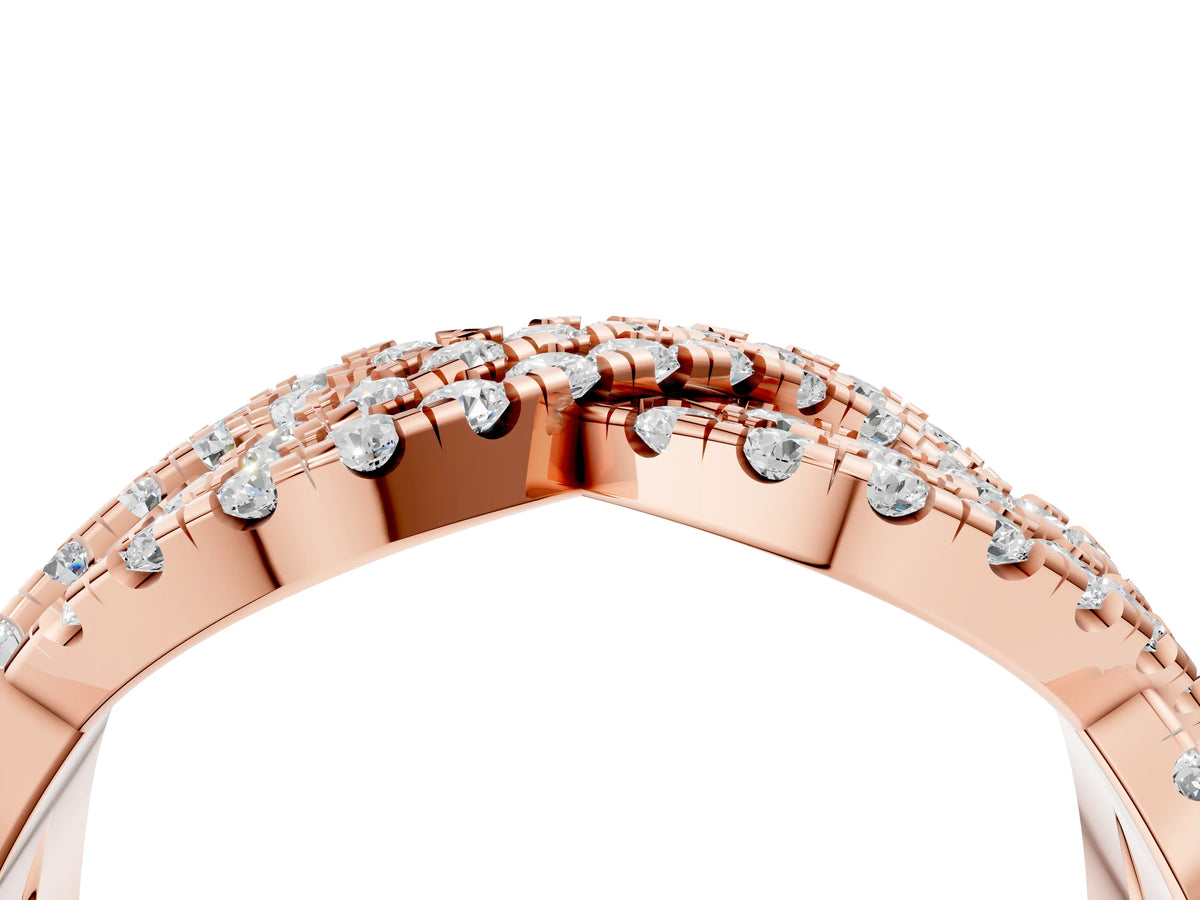 Rose gold Pavé Round Diamond Infinity Twist Band with Shared Prong Setting_4