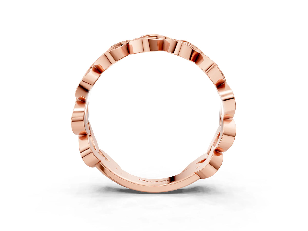 Rose gold Pavé Round Diamond Interlocking Eternity Band with Bezel Prong Setting_3