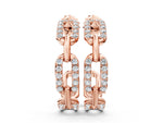 Rose gold Pavé Round Diamond Link Hoop Earrings with Prong Setting
