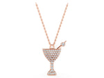 Rose gold Pavé Round Diamond Martini Glass Pendant with Bezel Prong Setting_1