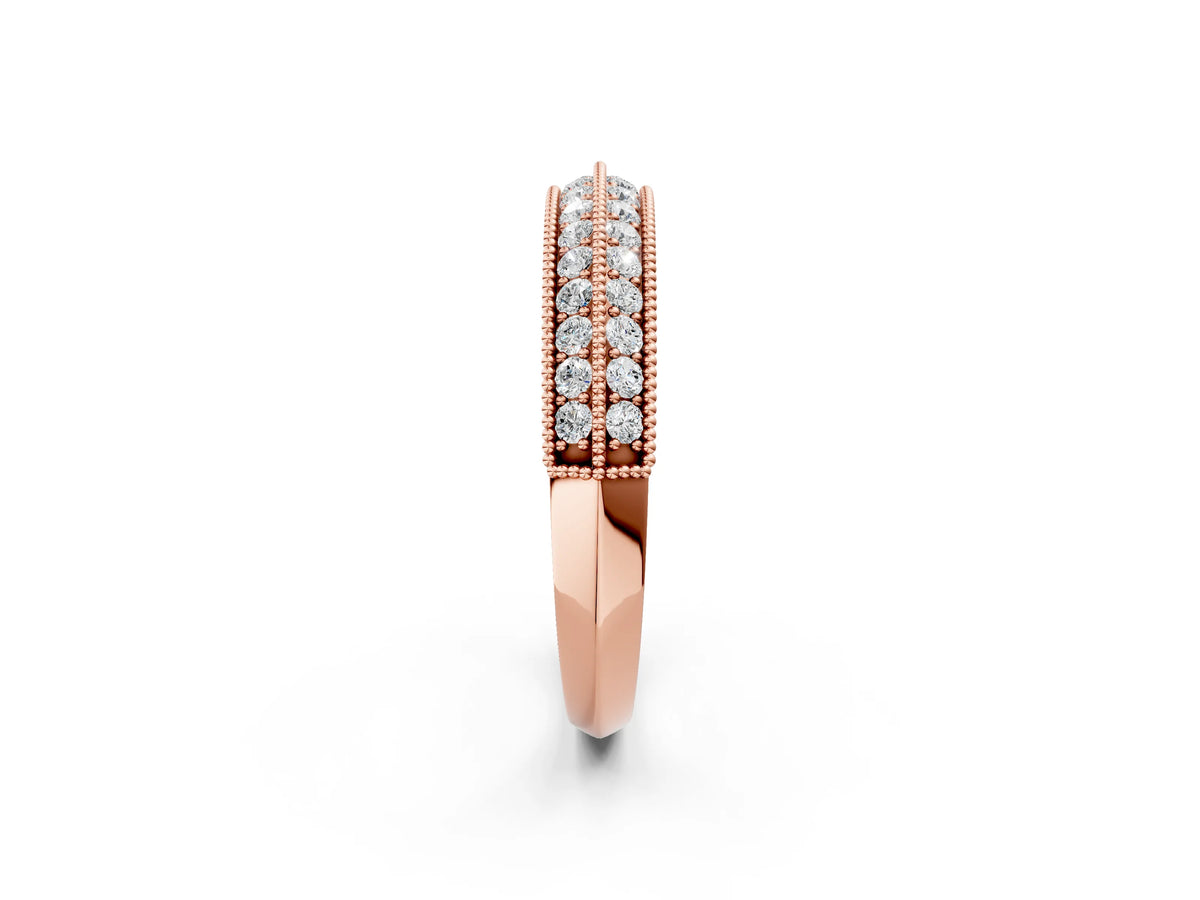 Rose gold Pavé Round Diamond Milgrain Eternity Band_2