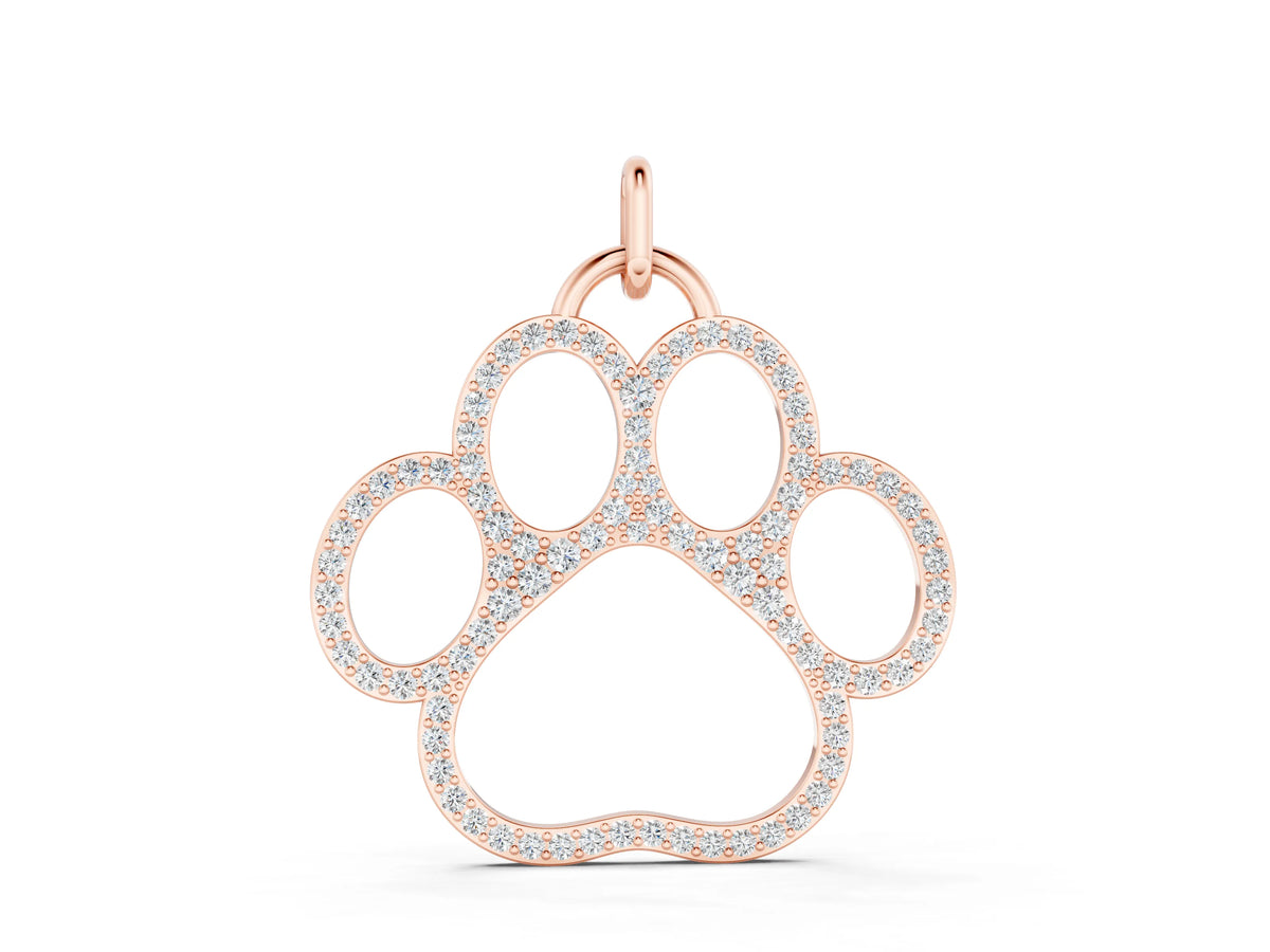 Rose gold Pavé Round Diamond Paw Pendant