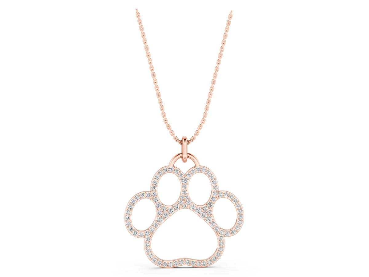 Rose gold Pavé Round Diamond Paw Pendant_1