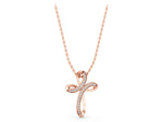 Rose gold Pavé Round Diamond Prong Cross Pendant_1