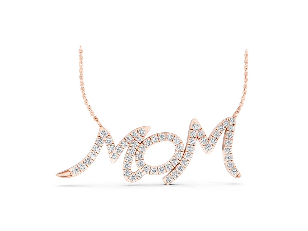 Rose gold Pavé Round Diamond Script Pendant with Prong Setting_1