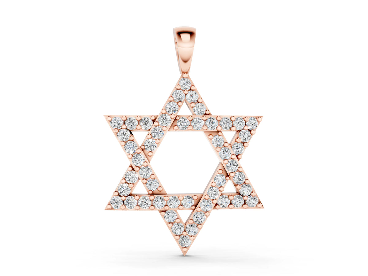 Rose gold Pavé Round Diamond Star Pendant with Four-Prong Setting