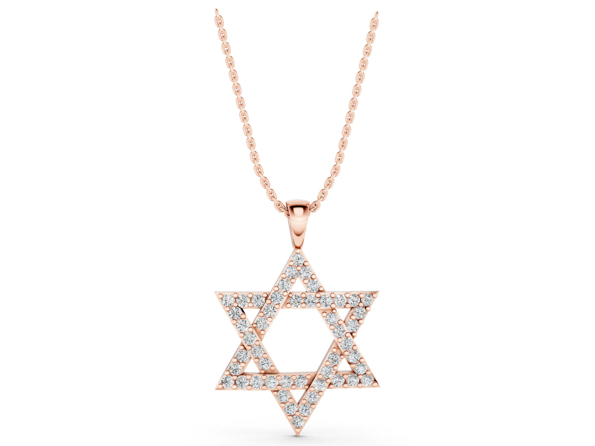 Rose gold Pavé Round Diamond Star Pendant with Four-Prong Setting_1