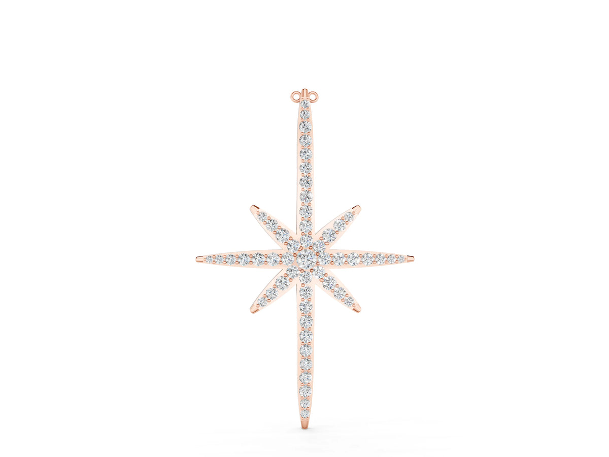 Rose gold Pavé Round Diamond Starburst Pendant with Prong Setting
