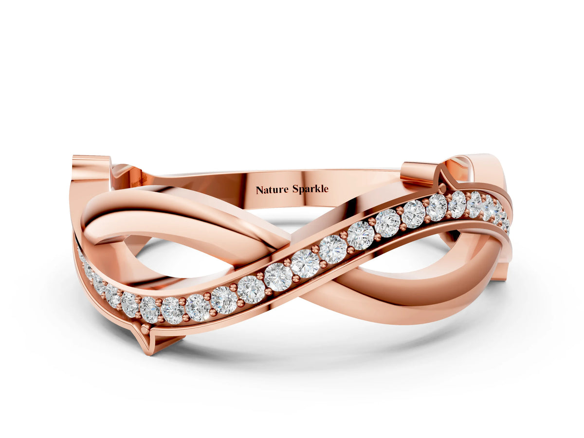 Rose gold Pavé Round Diamond Twist Band with Channel Setting