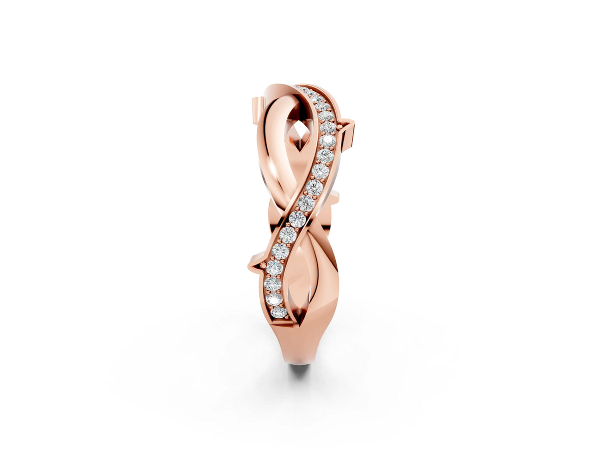 Rose gold Pavé Round Diamond Twist Band with Channel Setting_2