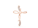 Rose gold Pavé Round Diamond Twist Cross Pendant