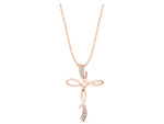 Rose gold Pavé Round Diamond Twist Cross Pendant_1