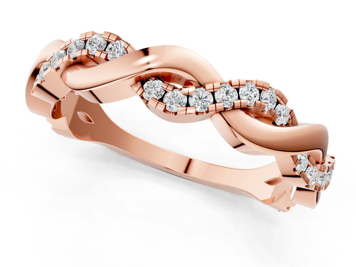 Rose gold Pavé Round Diamond Twist Eternity Band with Shared Prong Setting_1