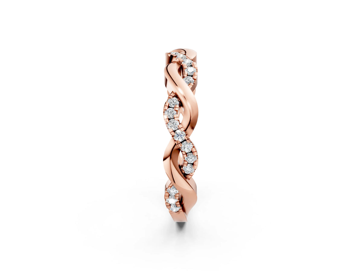 Rose gold Pavé Round Diamond Twist Eternity Band with Shared Prong Setting_2