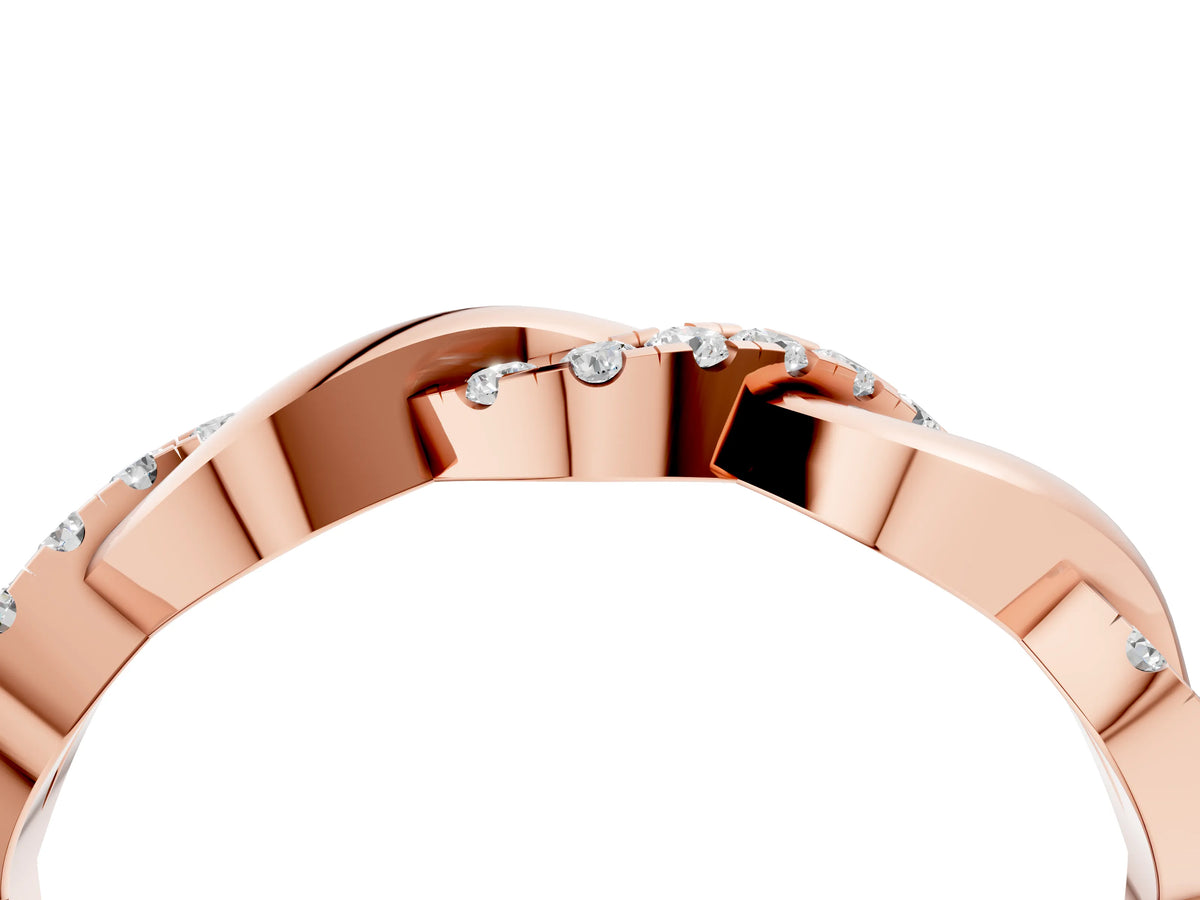 Rose gold Pavé Round Diamond Twist Eternity Band with Shared Prong Setting_4