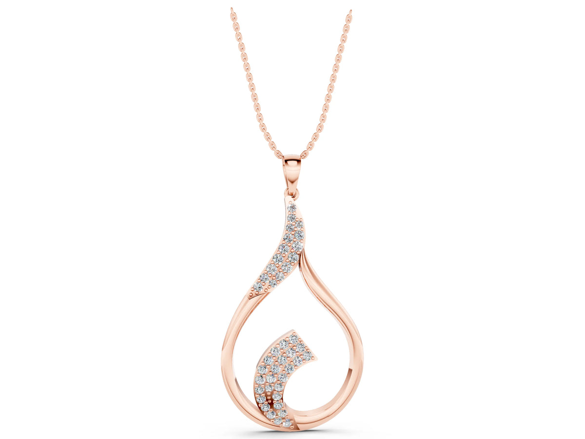 Rose gold Pavé Round Diamond Twist Pendant_1