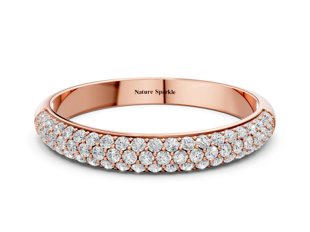 Rose gold Pavé Round Diamond White Gold Eternity Band