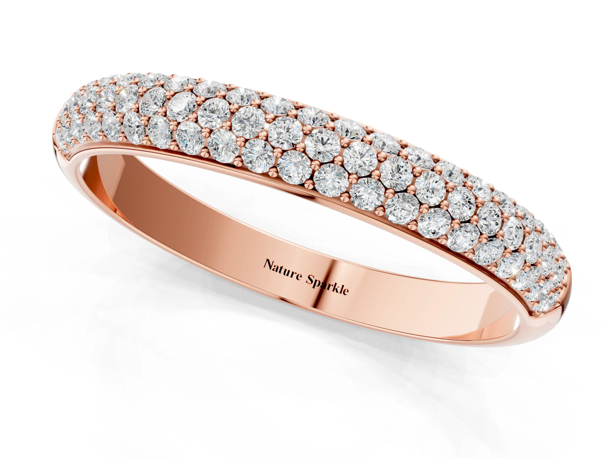 Rose gold Pavé Round Diamond White Gold Eternity Band_1