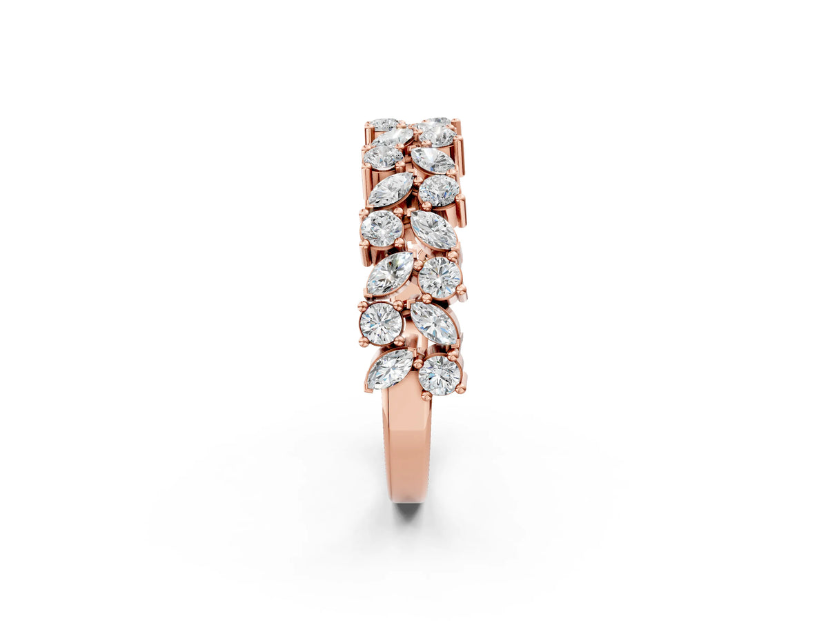 Rose gold Pave Marquise and Round Diamond Eternity Band with Prong Setting_2