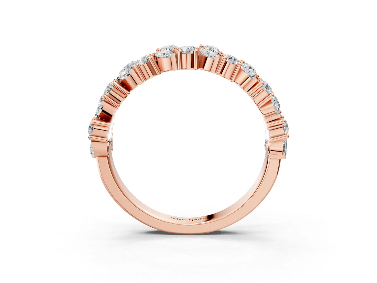 Rose gold Pave Marquise and Round Diamond Eternity Band with Prong Setting_3