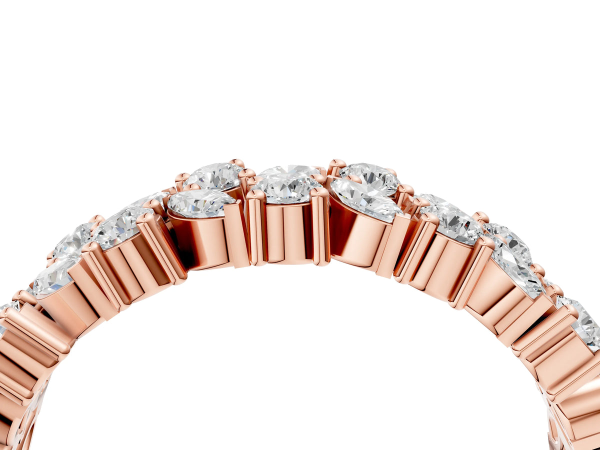 Rose gold Pave Marquise and Round Diamond Eternity Band with Prong Setting_4