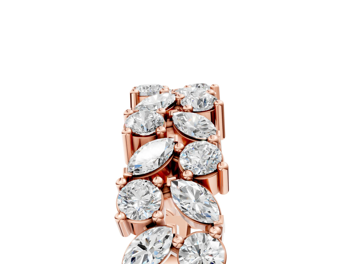 Rose gold Pave Marquise and Round Diamond Eternity Band with Prong Setting_5