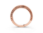 Rose gold Pave Round Diamond Curved Milgrain Band_3