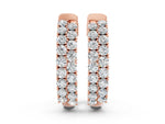 Rose gold Pave Round Diamond Hoop Earrings with Channel Band and Shared Prong Setting