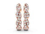 Rose gold Pave Round Diamond Twisted Hoop Earrings with Shared Prong Setting