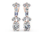 Rose gold Pear, Baguette and Oval Diamond Monaco Drop Earrings