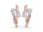 Rose gold Pear Cut Diamond Bypass Huggie Hoop Earrings