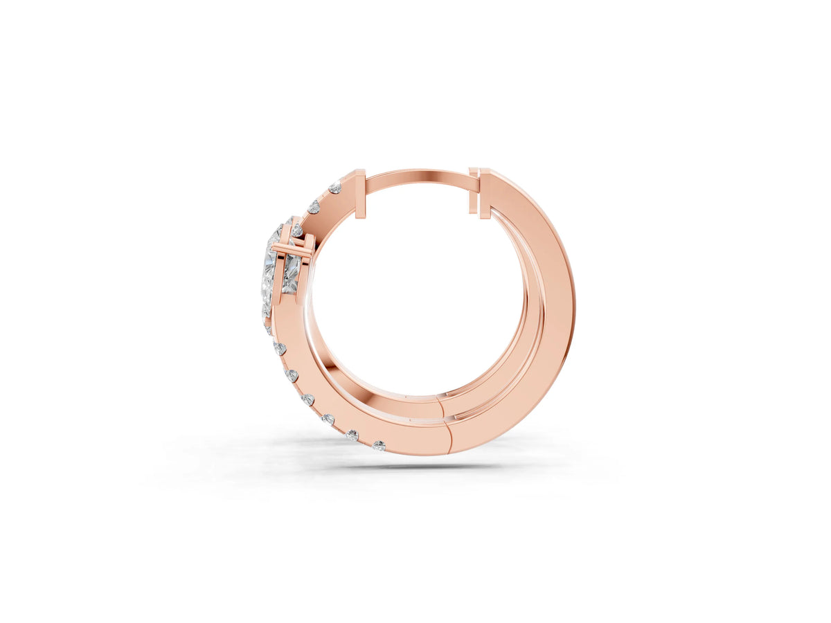 Rose gold Pear Cut Diamond Bypass Huggie Hoop Earrings_1