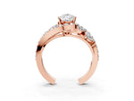 Rose gold Pear Cut Diamond Halo Ring with Marquise and Pavé Band in Prong Setting_3