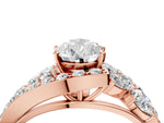 Rose gold Pear Cut Diamond Halo Ring with Marquise and Pavé Band in Prong Setting_4