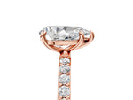 Rose gold Pear Cut Diamond Solitaire Ring with Round Moissanite Pavé Band and Prong Setting_5
