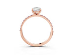 Rose gold Pear Cut Diamond Solitaire Ring with Round Morganite Pavé Band and Prong Setting_3