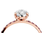 Rose gold Pear Cut Diamond Solitaire Ring with Round Morganite Pavé Band and Prong Setting_4