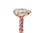 Rose gold Pear Cut Diamond Solitaire Ring with Round Morganite Pavé Band and Prong Setting_5