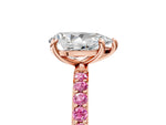 Rose gold Pear Cut Diamond Solitaire Ring with Round Pink Sapphire Pavé Band and Prong Setting_5