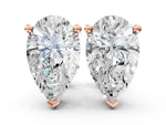 Rose gold Pear Cut Diamond Stud Earrings