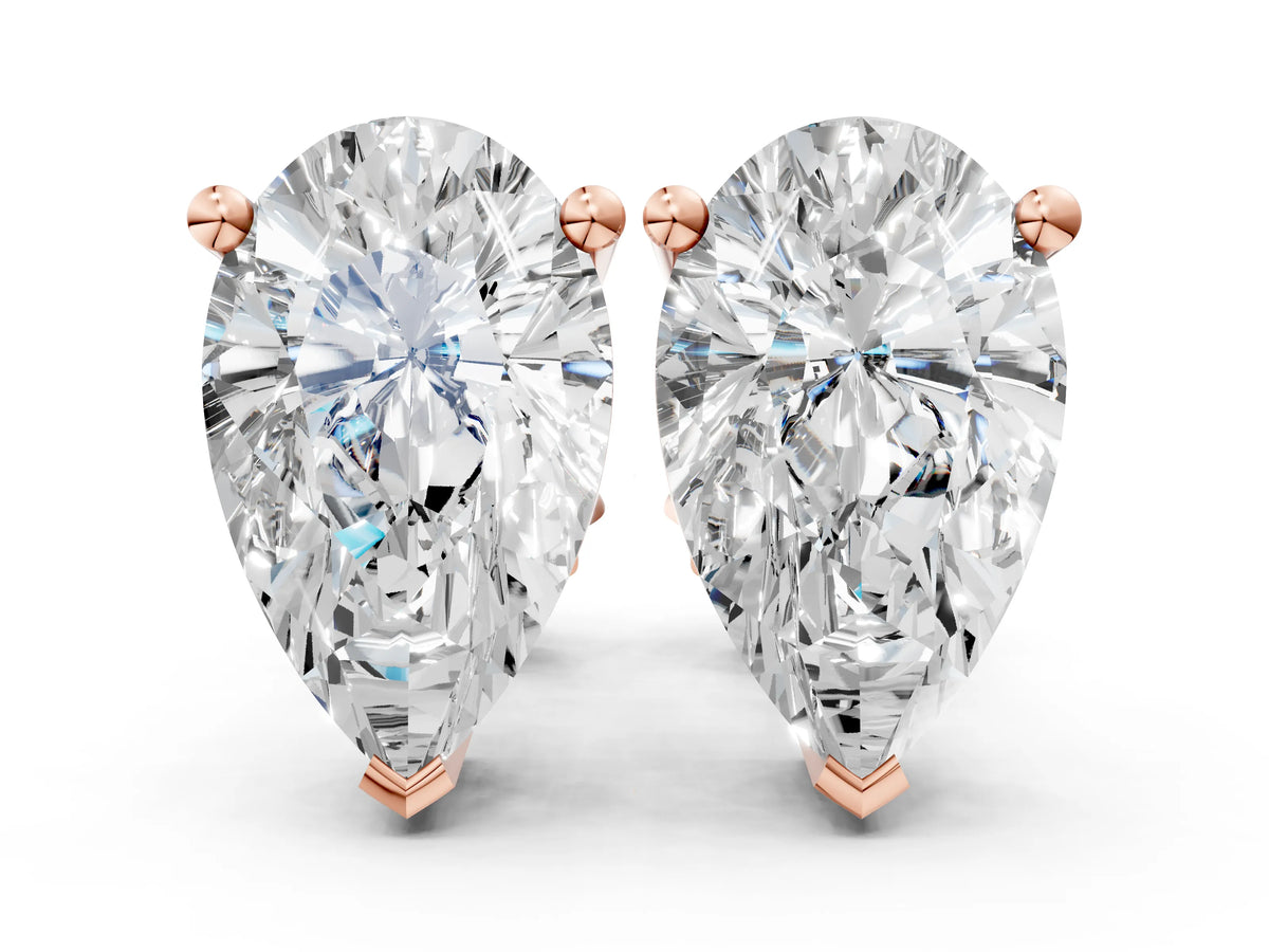 Rose gold Pear Cut Diamond Stud Earrings