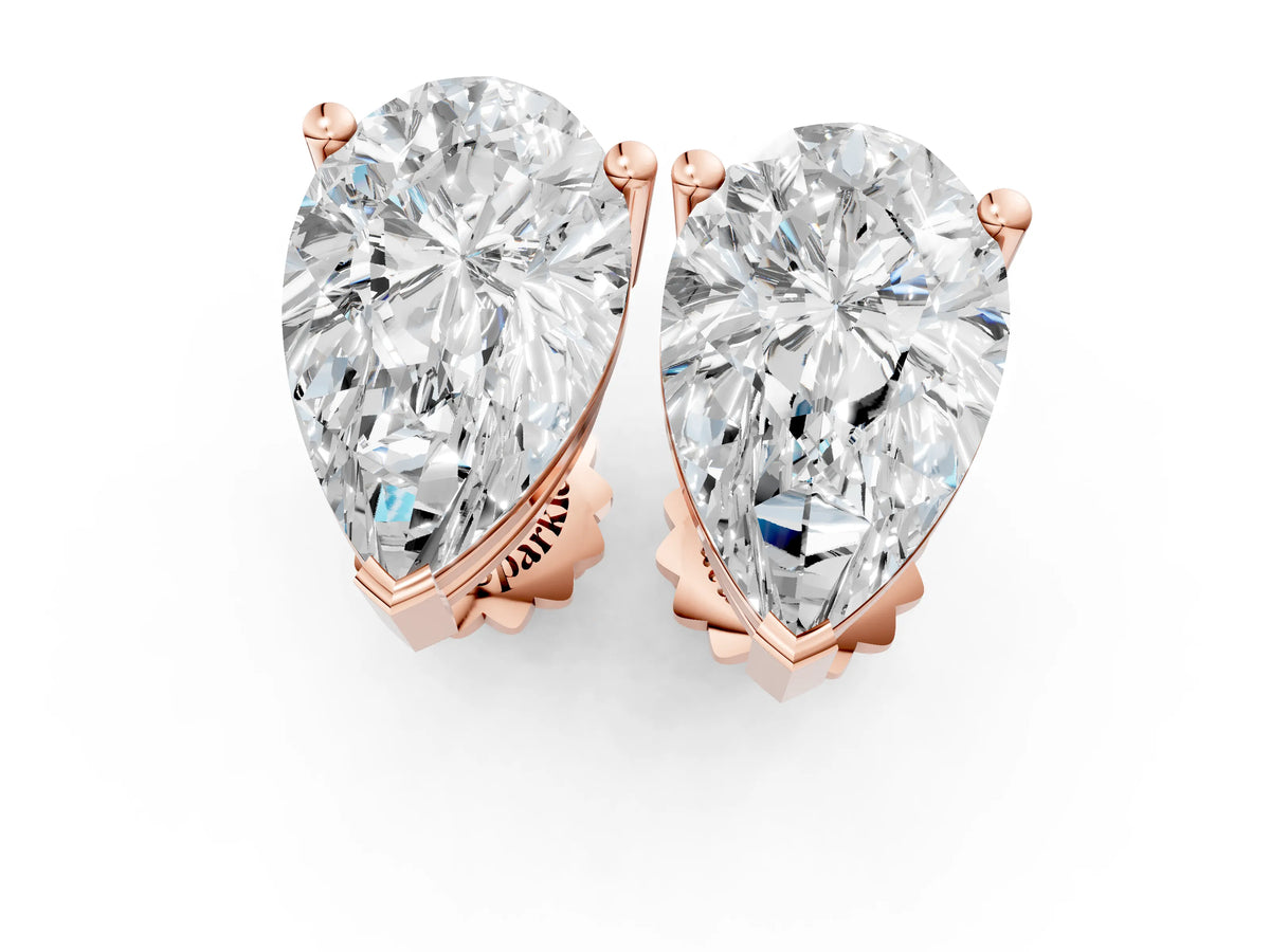 Rose gold Pear Cut Diamond Stud Earrings_1