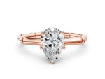 Rose gold Pear Cut Solitaire Diamond Ring with Bamboo Band and Four-Prong Setting